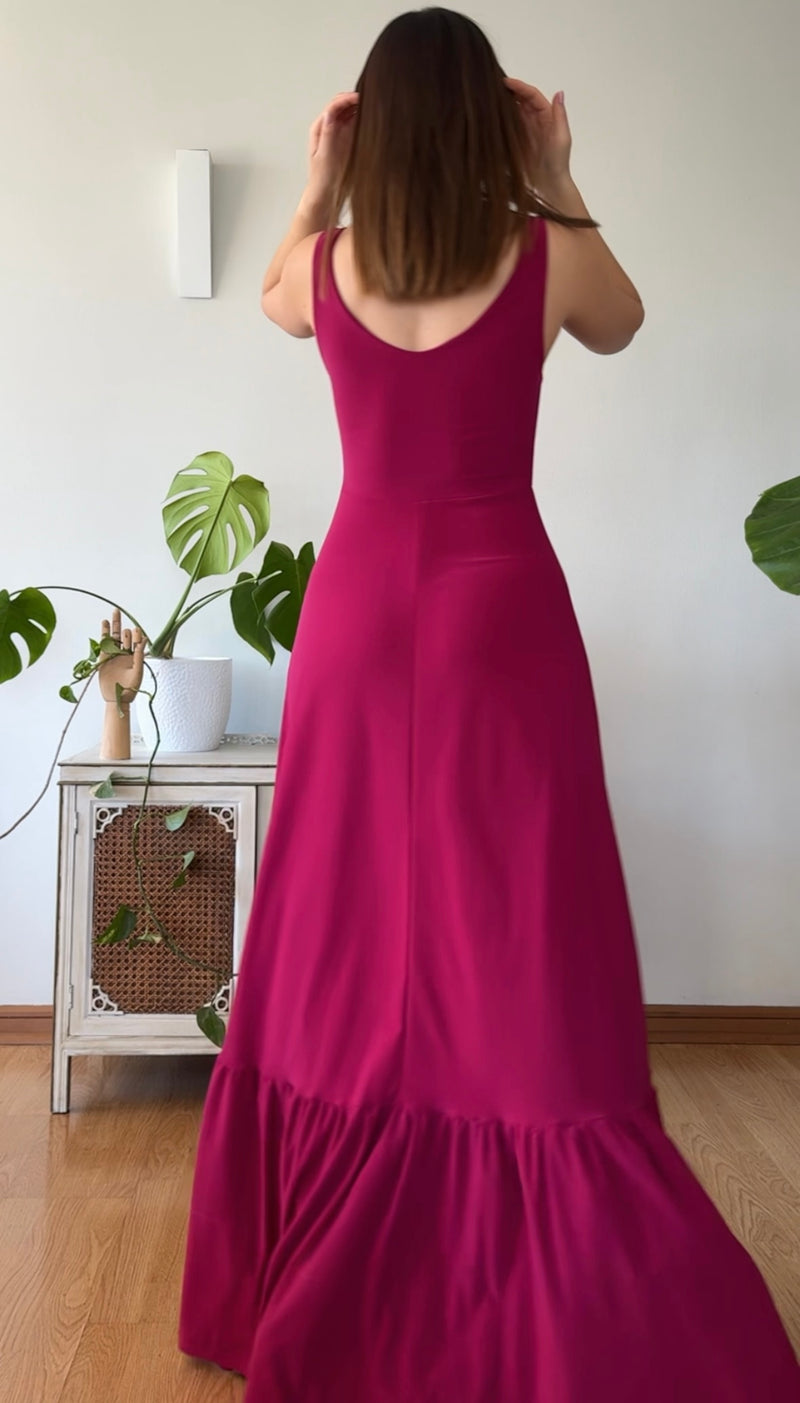 Maxivestido Drapeado magenta