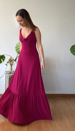 Maxivestido Drapeado magenta