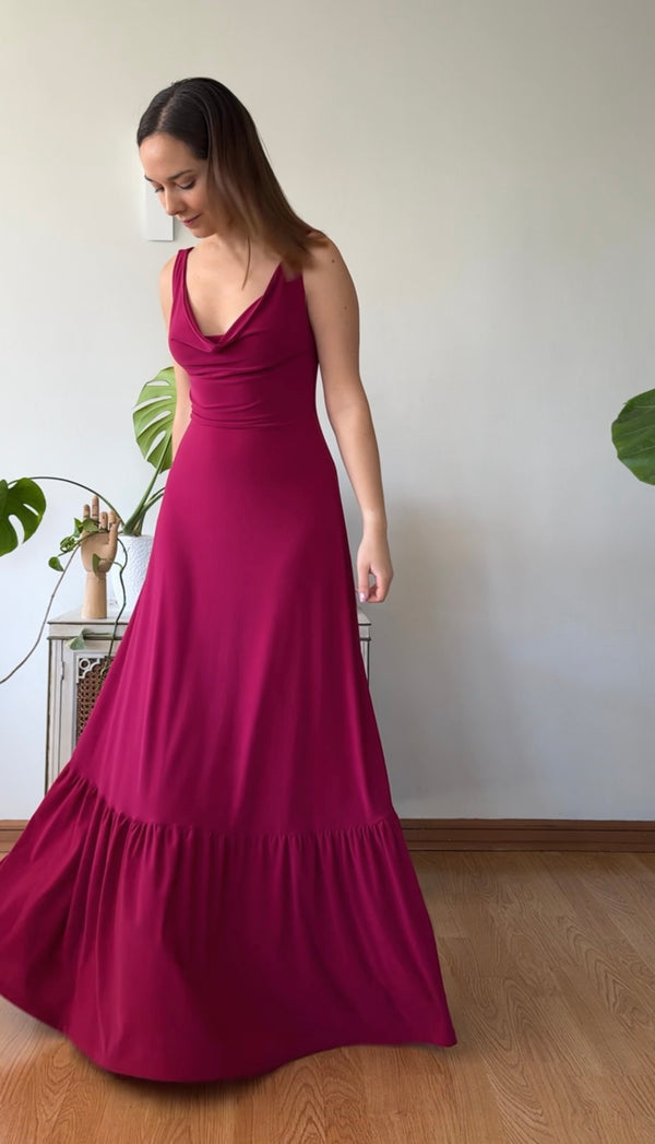 Maxivestido Drapeado magenta