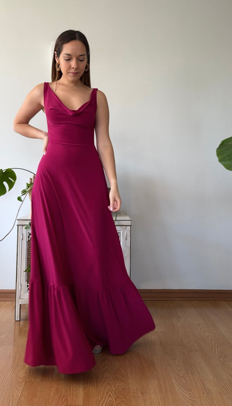 Maxivestido Drapeado magenta