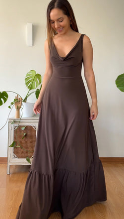 Maxivestido Drapeado café moro