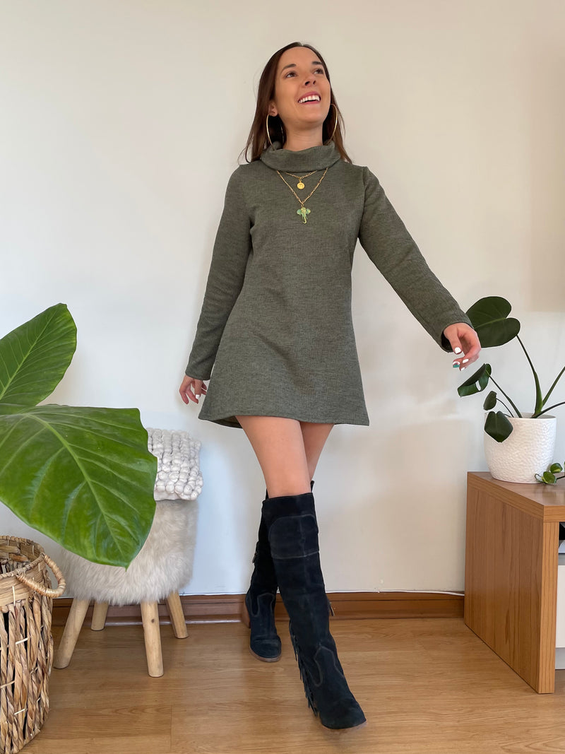 Minivestido BASIC - verde militar jaspeado