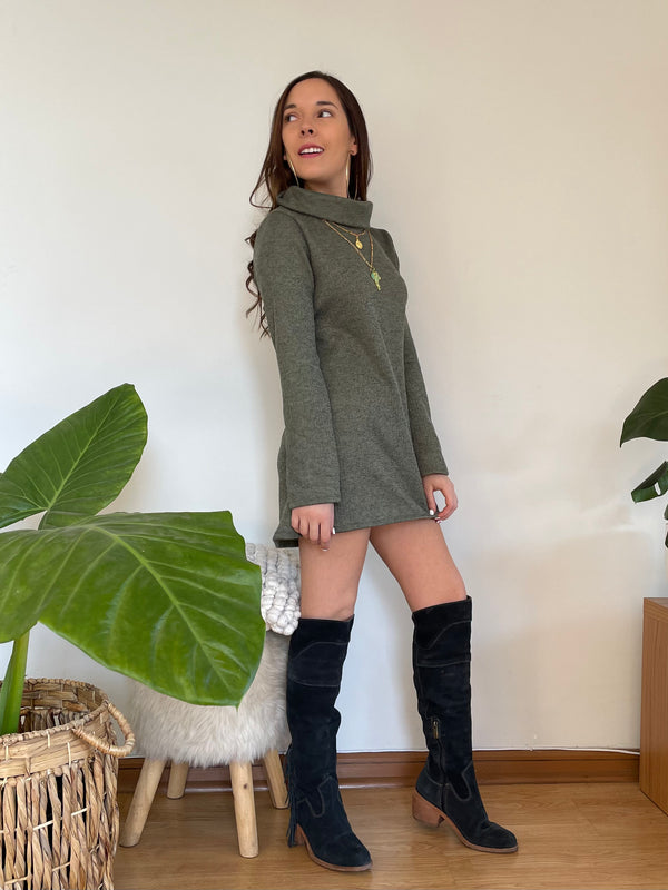 Minivestido BASIC - verde militar jaspeado