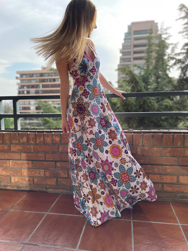 MaxiVestido Ruffina flores mandala